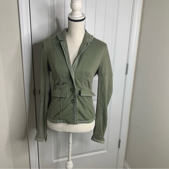 Free‎ People olive green two button blazer jacket size small casual - Picture 1 of 5